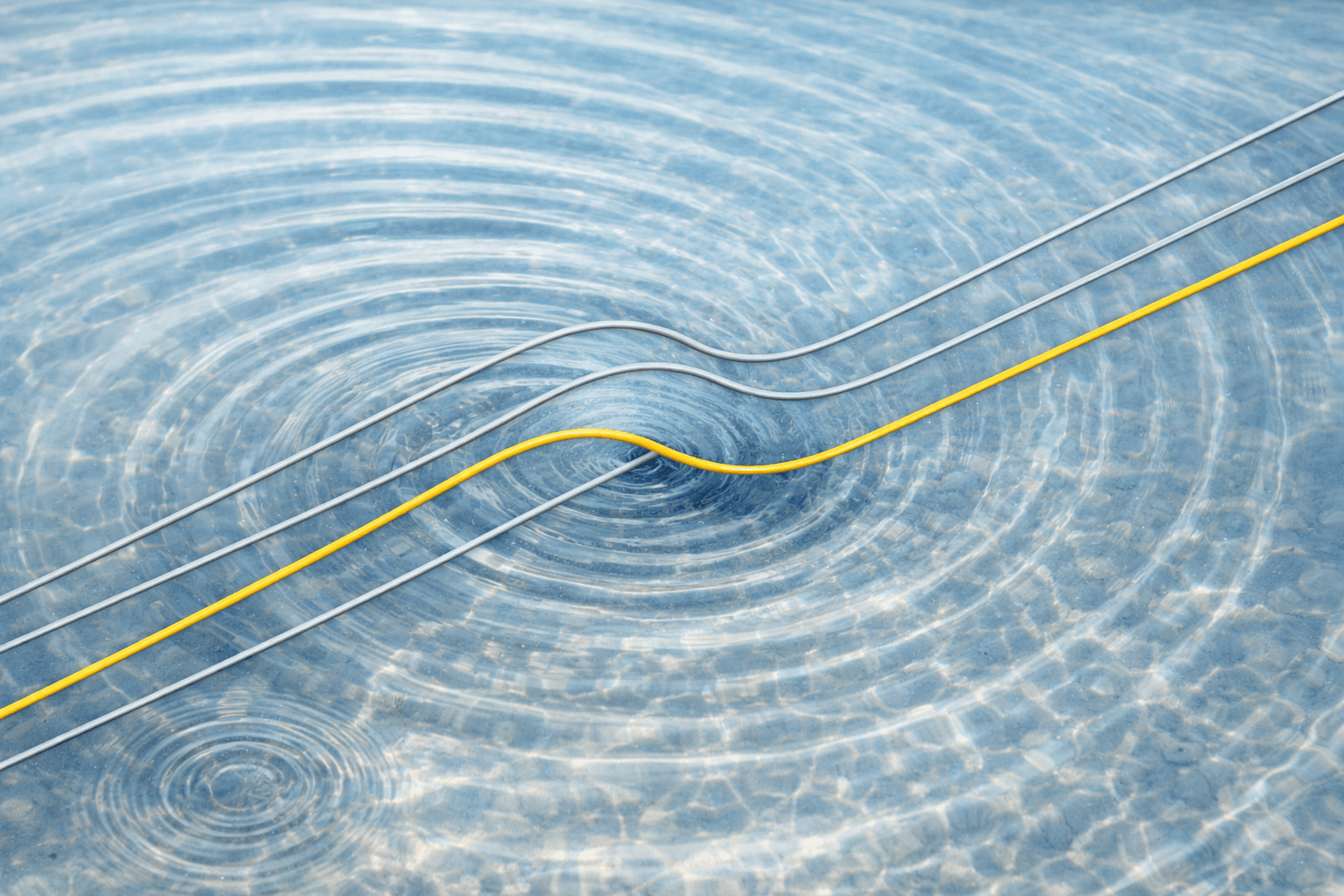 Minimal abstract lines gently bending across a pale background with a subtle yellow accent, representing a controlled cognitive shift during depression treatment